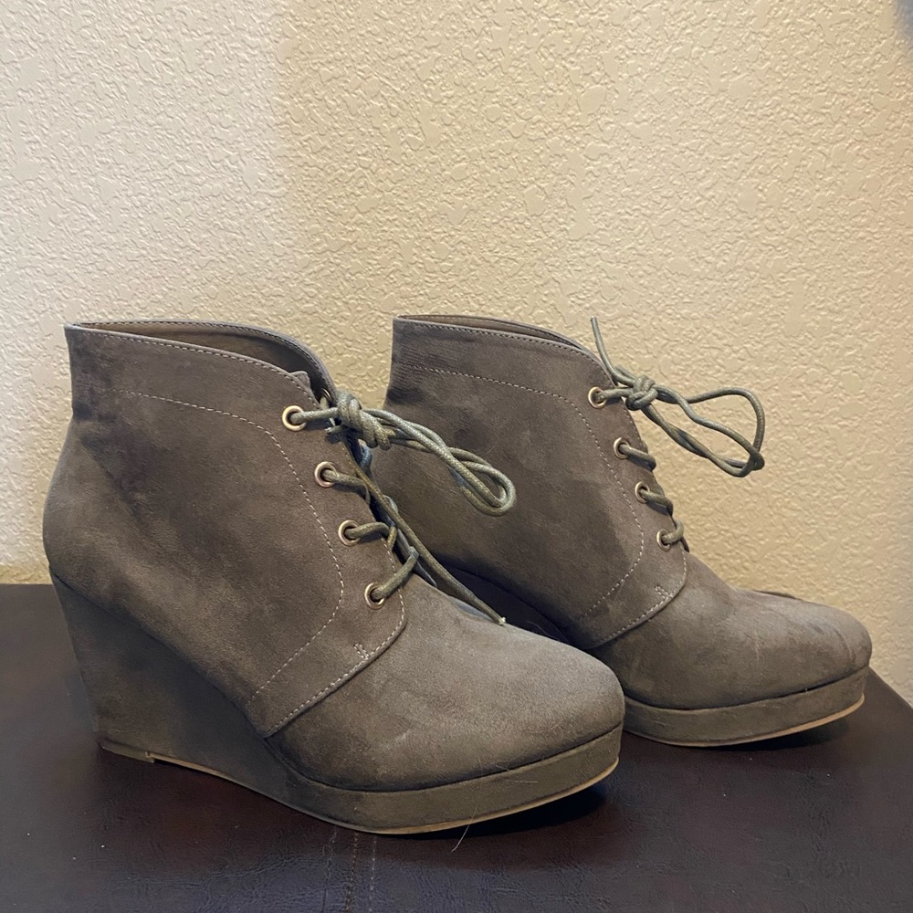 Suede Wedge Booties